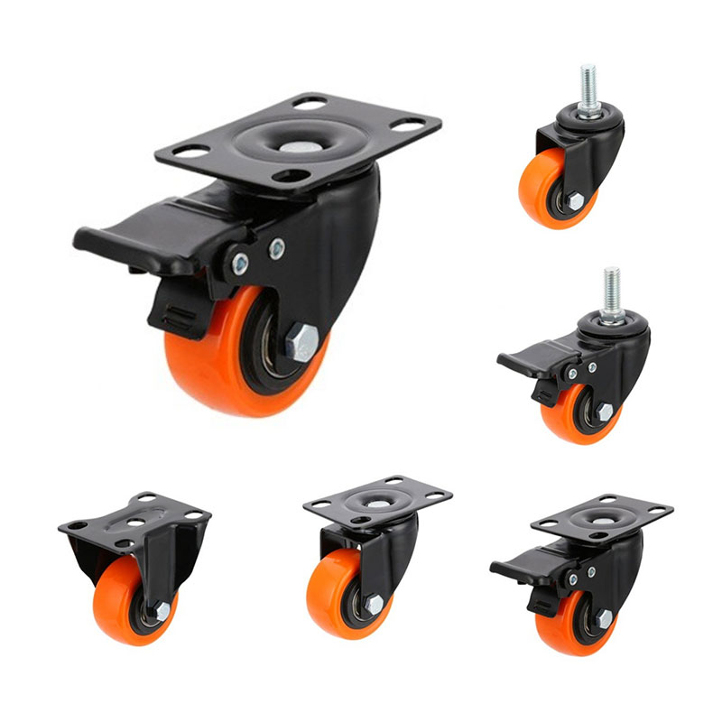 Leichte Duty kastert Orange PU -Räder