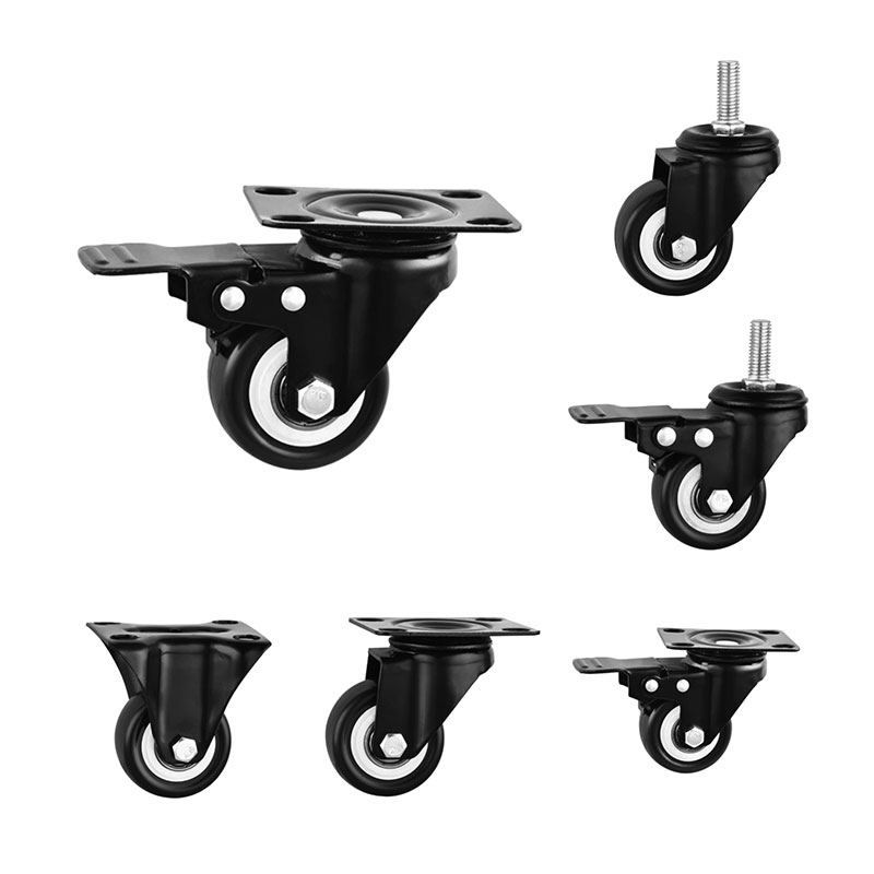 Leichte Duty Casters mit schwarzen PU -Rädern