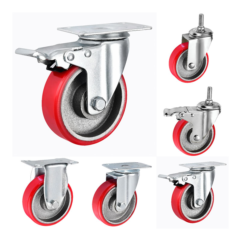 Mittelschwerer Casters Pu auf Gusseisenkern